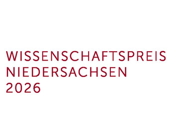 Das rote Logo des Niedersächsischen Wissenschaftspreises auf weißem Grund