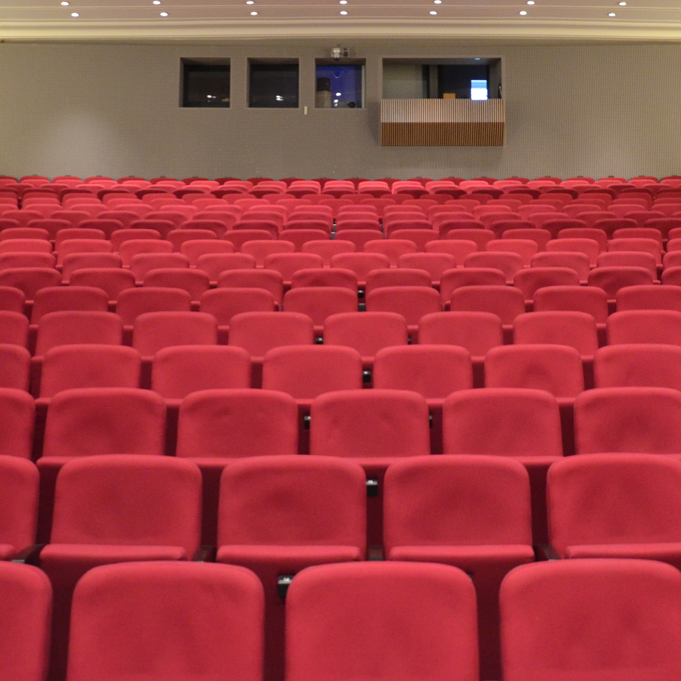 Leerer Zuschauerraum mit roten Sesseln im Theater Lüneburg. Foto: Theater Lüneburg