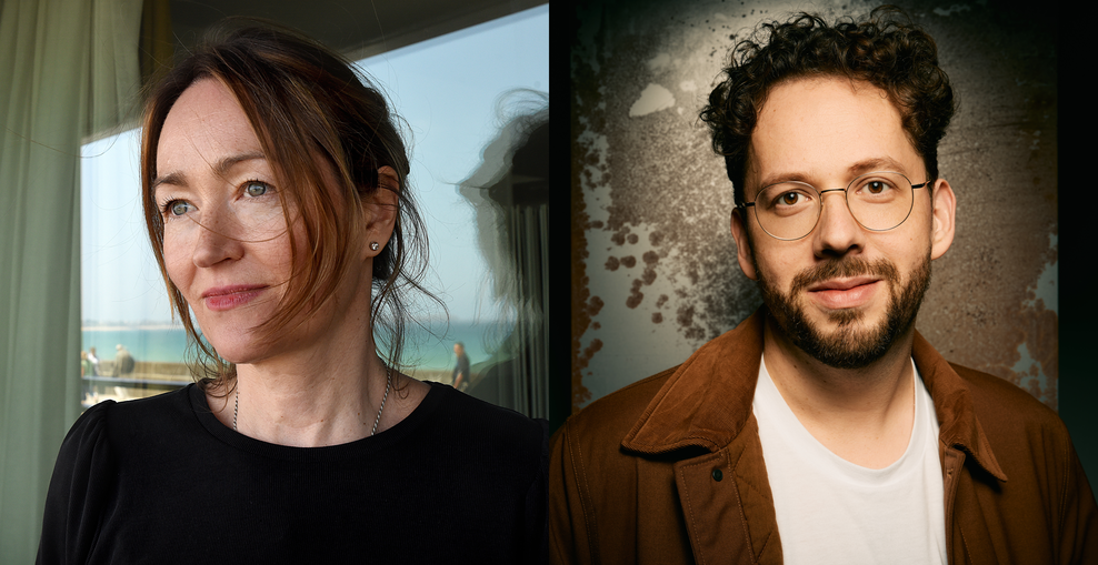 Zur sehen sind zwei Porträtfotos von Henrik Szanto und Katerina Poladjan