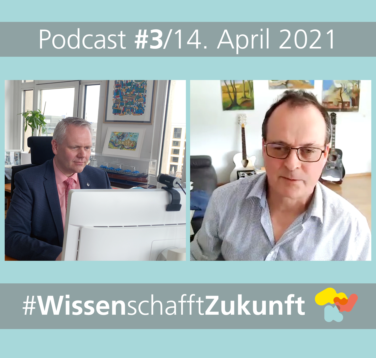 Schmuckbild: Teaser für Podcast. Auf dem Sharepic sind Fotos von Björn Thümler und Dieter Jahn bei der Podcast-Aufzeichnung.